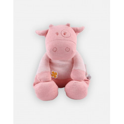 Noukies Peluche Vache Lola, 25cm, Coton Bio, Rose - N2022.25