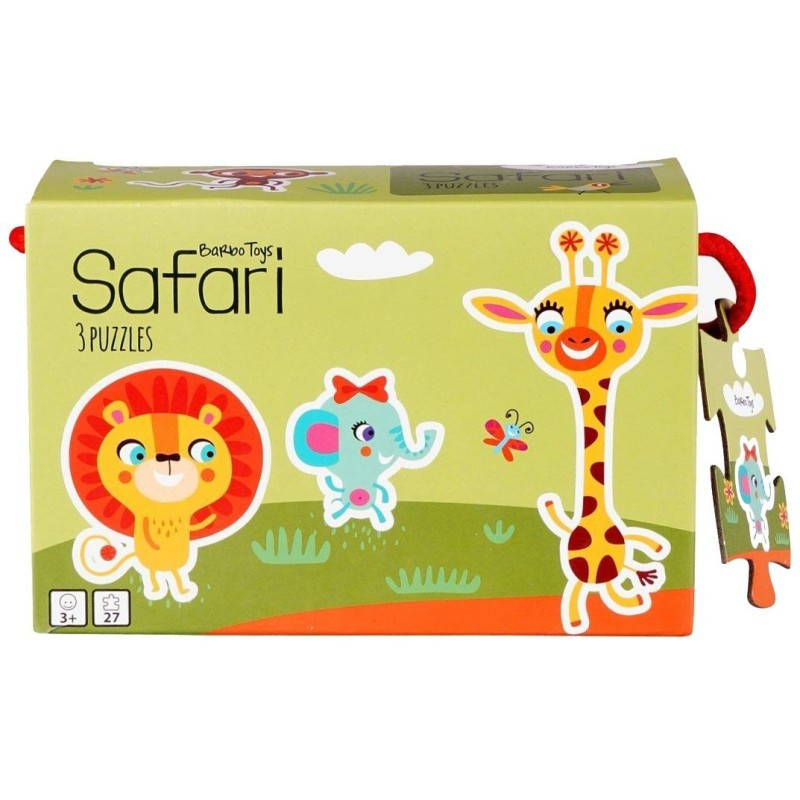 3 Puzzles Safari multicolore - Animaux de la jungle - Barbo Toys - 5511