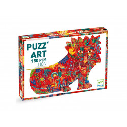 Puzzle Carton Art Lion (150 Pièces - DJ07654) - DJECO - Format Inédit sans Coins ni Bordure - avec Poster