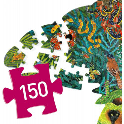 Puzzle Carton Art Cameleon (150 Pièces Caméléon - 37655) - DJECO - Format Inédit sans Coins ni Bordure - avec Poster