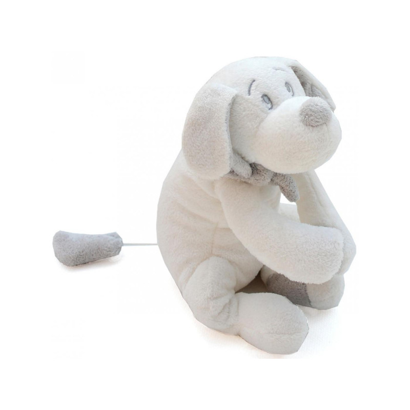 Doudou musical chien blanc Fifi - Position allongée 30cm - Position assis 18 cm - Dimpel - 811252